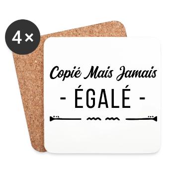 Copié mais jamais égalé - tshirt humoristique - Dessous de verre (lot de 4) - blanc - Devant