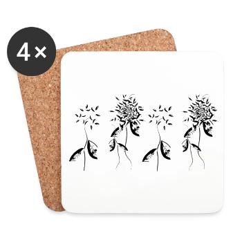 four plant flowers flower - Coasters (set of 4) - white - Front