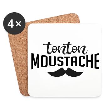 tonton moustache - Dessous de verre (lot de 4) - blanc - Devant