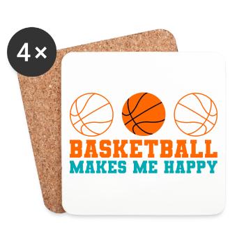 Basketball makes me Happy - Coasters (set of 4) - white - Front