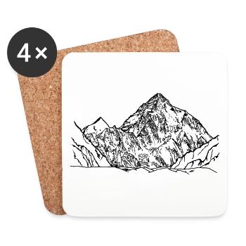 K2, Himalaya, Karakoram, montagnes, montagne de huit mille - Dessous de verre (lot de 4) - blanc - Devant