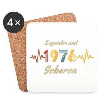 Geburtstag Baujahr 1976 Herzschlag Spruch - Untersetzer (4er-Set) - Weiß - Vorne