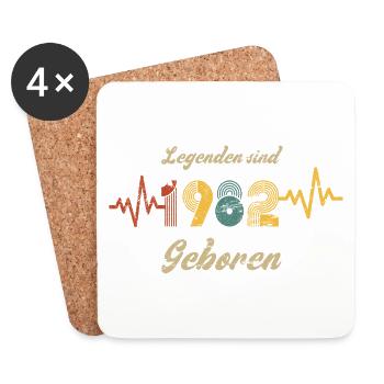 1982 Baujahr Geburtstag Vintage Herzschlag Spruch - Untersetzer (4er-Set) - Weiß - Vorne