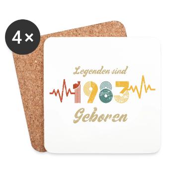 Baujahr 1983 Geburtstag Vintage Herzschlag Spruch - Untersetzer (4er-Set) - Weiß - Vorne