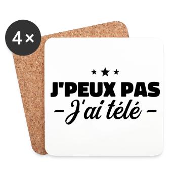 J'Peux Pas J'Ai Télé - Humour - Dessous de verre (lot de 4) - blanc - Devant