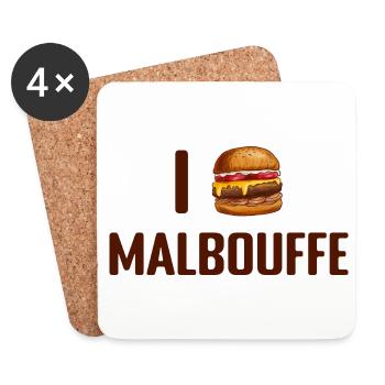 I Love Malbouffe - Dessous de verre (lot de 4) - blanc - Devant