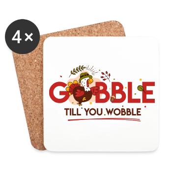 Lustiger Truthahn, Gobble Gobble Til You Wabble. - Untersetzer (4er-Set) - Weiß - Vorne