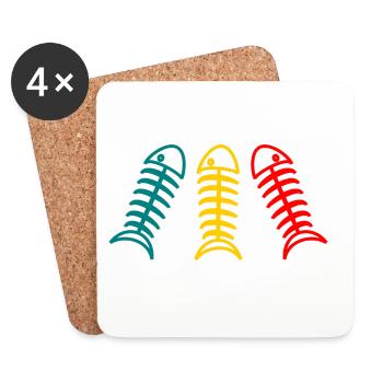 SARDINE. FISH. APRIL FOOLS. EASTER. SEA - Coasters (set of 4) - white - Front