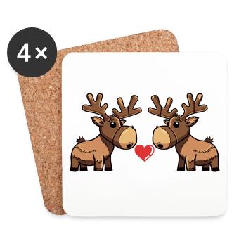 Moose Couple Heart - Coasters (set of 4) - white - Front
