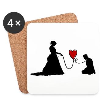 Couple de mariage Jeunes mariés Drôle - Dessous de verre (lot de 4) - blanc - Devant
