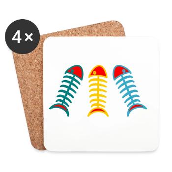 FISH. APRIL FOOL. HOLIDAY. SUMMER. HUMOR - Coasters (set of 4) - white - Front