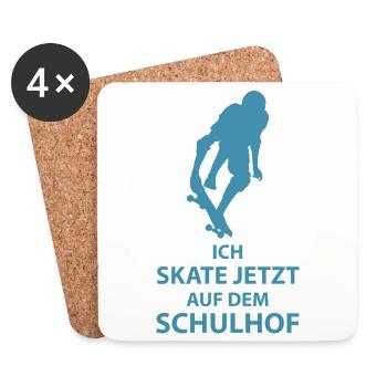Skateboard Einschulung - Untersetzer (4er-Set) - Weiß - Vorne