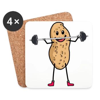 Peanut Peanuts Bodybuilder Sports - Coasters (set of 4) - white - Front