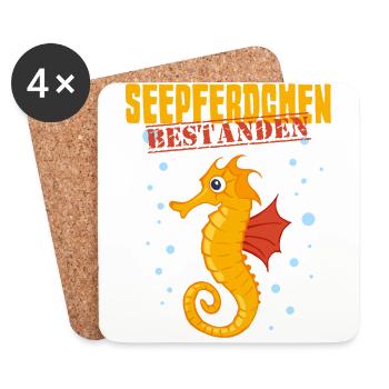 Seahorse Passed Early Swimmer Badge - Coasters (set of 4) - white - Front
