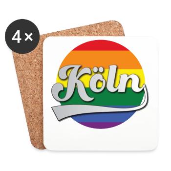 Köln Regenbogen Tshirt Geschenk - Dessous de verre (lot de 4) - blanc - Devant
