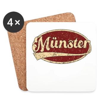 Münster Retro Tshirt Geschenk - Dessous de verre (lot de 4) - blanc - Devant