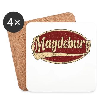 Magdeburg Retro Tshirt cadeau - Dessous de verre (lot de 4) - blanc - Devant