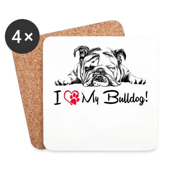 Dear Old English Bulldog - Bully Bulldog Dog - Coasters (set of 4) - white - Front