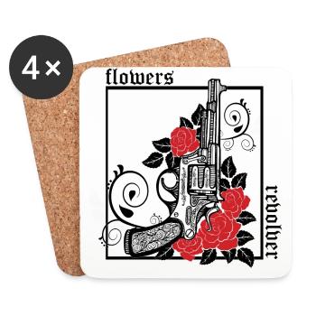 revolver with flowers - Dessous de verre (lot de 4) - blanc - Devant