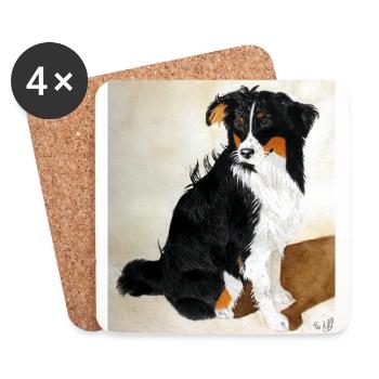 Sitzender Aussie Nanouk - Untersetzer (4er-Set) - Weiß - Vorne