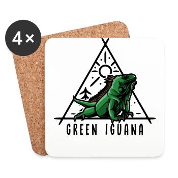 Grüner Leguan Reptilienhalter Eidechse - Untersetzer (4er-Set) - Weiß - Vorne