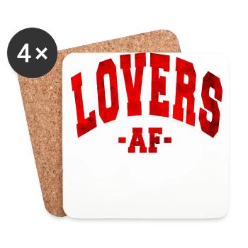 LOVERS AF VALENTINE'S DAY TAG SPRUCH FRAUEN MÄNNER - Untersetzer (4er-Set) - Weiß - Vorne