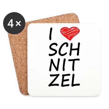 I LOVE SCHNITZEL - Untersetzer (4er-Set) - Weiß - Vorne