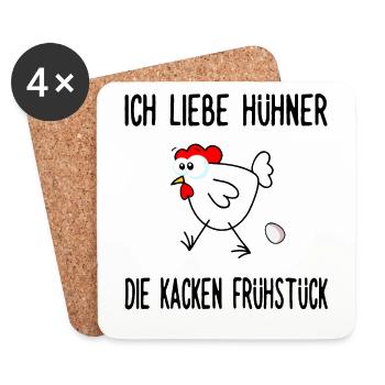 Eier - Ich liebe Hühner die kacken Frühstück - Untersetzer (4er-Set) - Weiß - Vorne