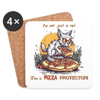 PizzaCat - I'm a Pizza Protector - Coasters (set of 4) - white - Front