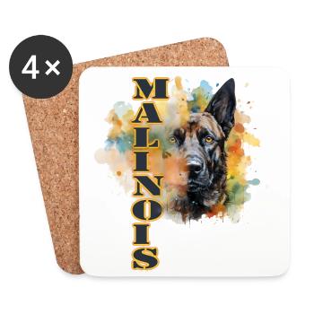 Malinois - Dessous de verre (lot de 4) - blanc - Devant