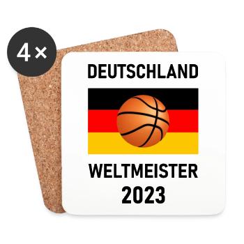 Deutschland Basketball Weltmeister 2023 Fan Shirt - Untersetzer (4er-Set) - Weiß - Vorne