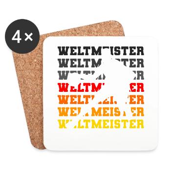 Deutschland Basketball Weltmeister 2023 Fan Shirt - Untersetzer (4er-Set) - Weiß - Vorne