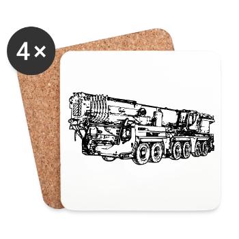 Crane mobile crane 1300 300 1250 250 - Coasters (set of 4) - white - Front