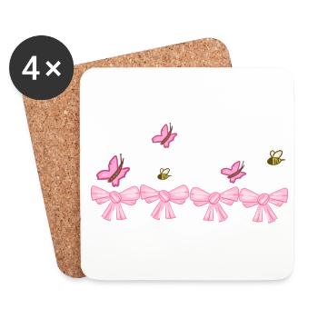 schleifen rosa schmetterling natur - Untersetzer (4er-Set) - Weiß - Vorne
