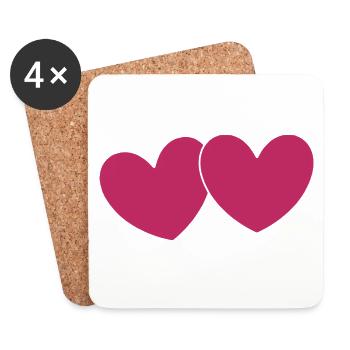 Saint-Valentin, Saint-Valentin, Saint-Valentin - Dessous de verre (lot de 4) - blanc - Devant