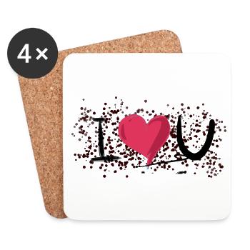 punkte muster ich liebe dich herz - Untersetzer (4er-Set) - Weiß - Vorne