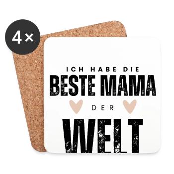 BESTE MAMA - Baby Geschenkidee Muttertag - Untersetzer (4er-Set) - Weiß - Vorne