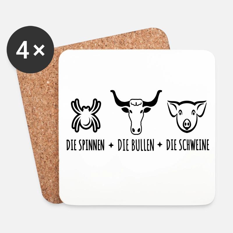 Die Spinnen Die Bullen Die Schweine - Untersetzer (4er-Set) - Weiß