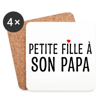 Petite fille à son Papa - Naissance - Enfant - Dessous de verre (lot de 4) - blanc - Devant