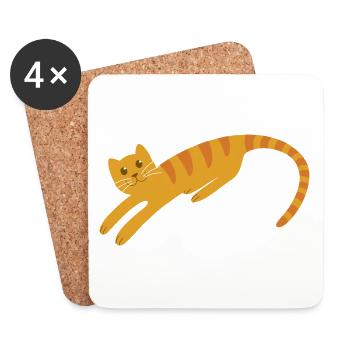 Abstrakte Katze N°1 - Untersetzer (4er-Set) - Weiß - Vorne