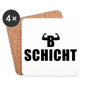 B Schicht Schichtarbeiter - Untersetzer (4er-Set) - Weiß - Vorne