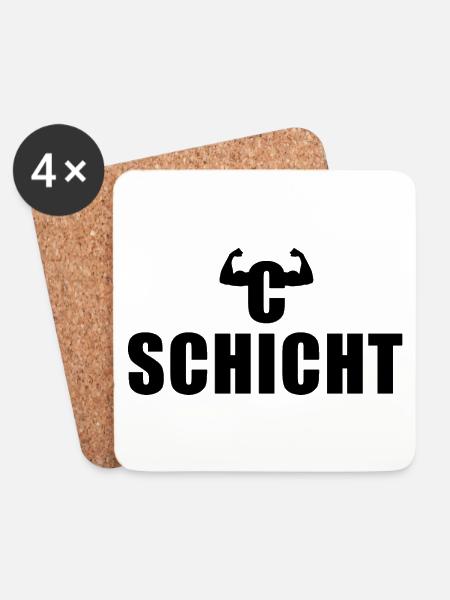 C Schicht Schichtarbeiter - Untersetzer (4er-Set) - Weiß