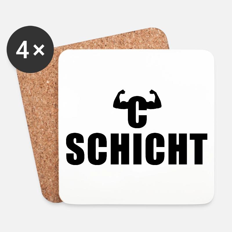 C Schicht Schichtarbeiter - Untersetzer (4er-Set) - Weiß