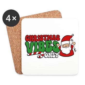 Noël Noël Père Noël - Dessous de verre (lot de 4) - blanc - Devant