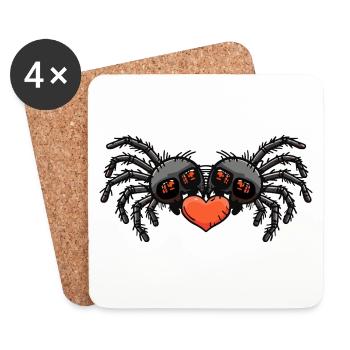 Tarentule araignée couple coeur - Dessous de verre (lot de 4) - blanc - Devant