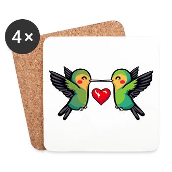 Hummingbird Bird Couple Heart - Coasters (set of 4) - white - Front