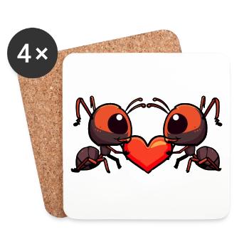 Ant Couple In Love Insect Animal Valentine's Day - Coasters (set of 4) - white - Front