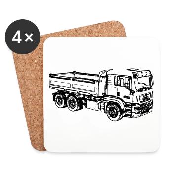 Muldenkipper LKW Kipper Truck ciężarówka camion - Untersetzer (4er-Set) - Weiß - Vorne