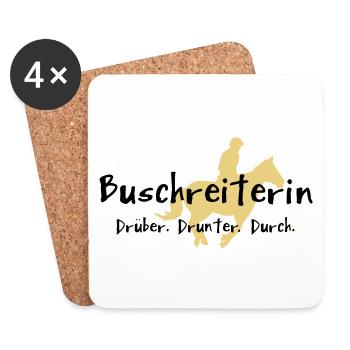 Buschreiterin - Untersetzer (4er-Set) - Weiß - Vorne