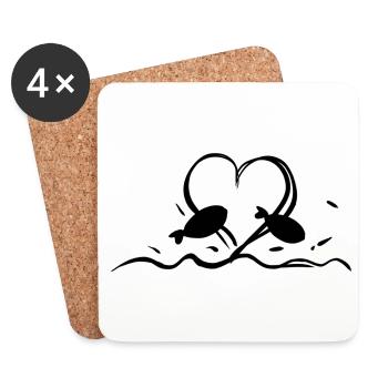 les défenseurs des droits des animaux de poisson cœur eau vague bleue - Dessous de verre (lot de 4) - blanc - Devant